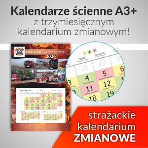 Kalendarz strazacki scienny wyrywany trzymiesieczny