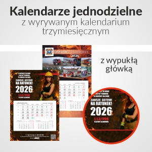 Kalendarz strazacki jednodzielny z wypukla glowka